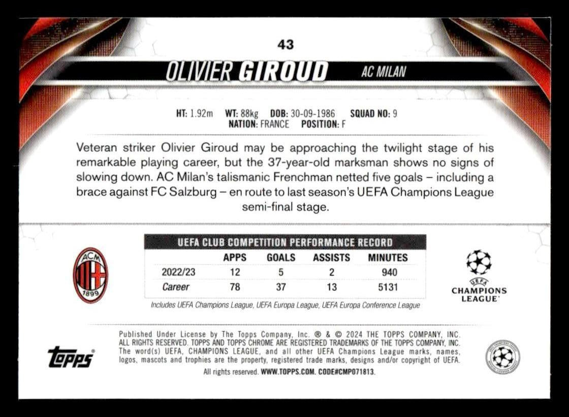 2023-24 Topps Chrome UEFA Club Competitions #43 Olivier Giroud