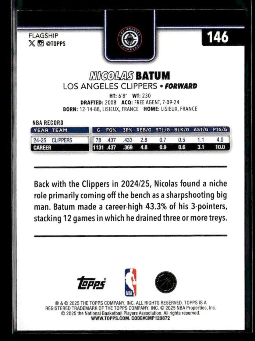 2025-26 Topps #146 Nicolas Batum Purple Holo Foil #/250