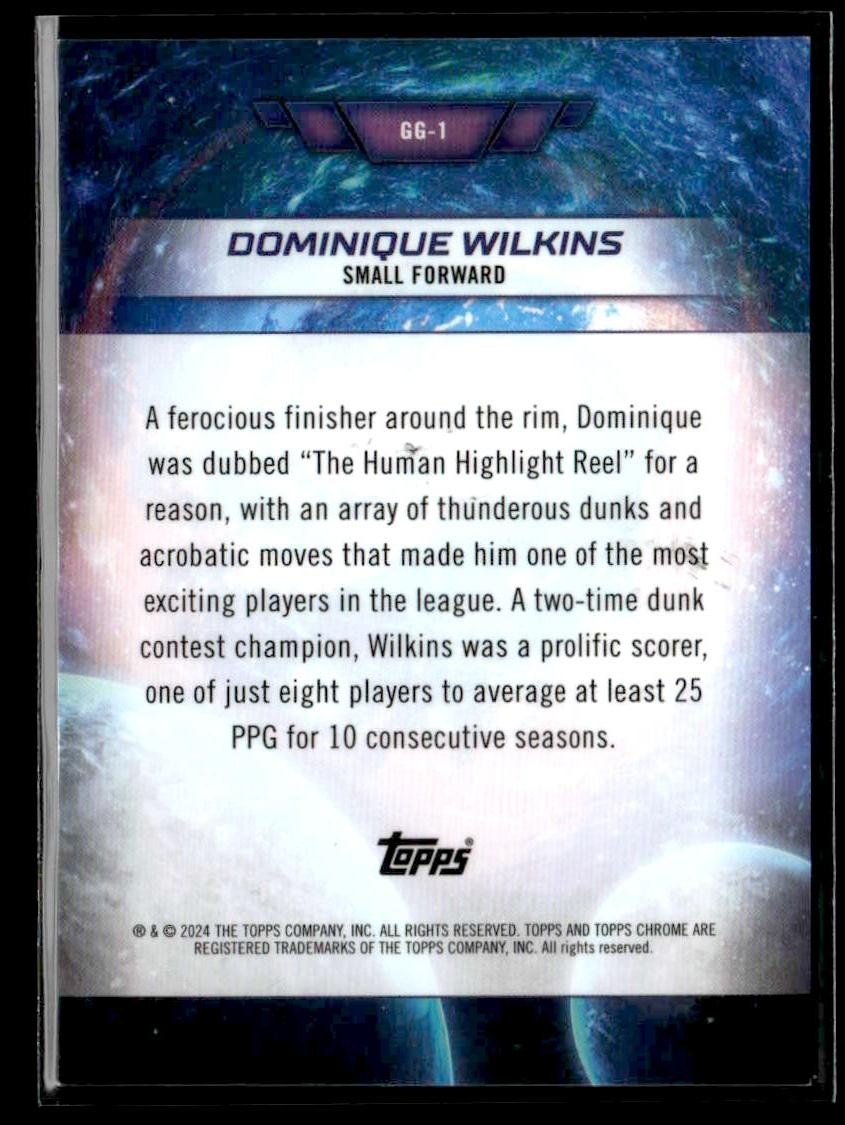 2023-24 Topps Chrome Cosmic #GG-1 Dominique Wilkins Galaxy Greats Blue Moon #/99