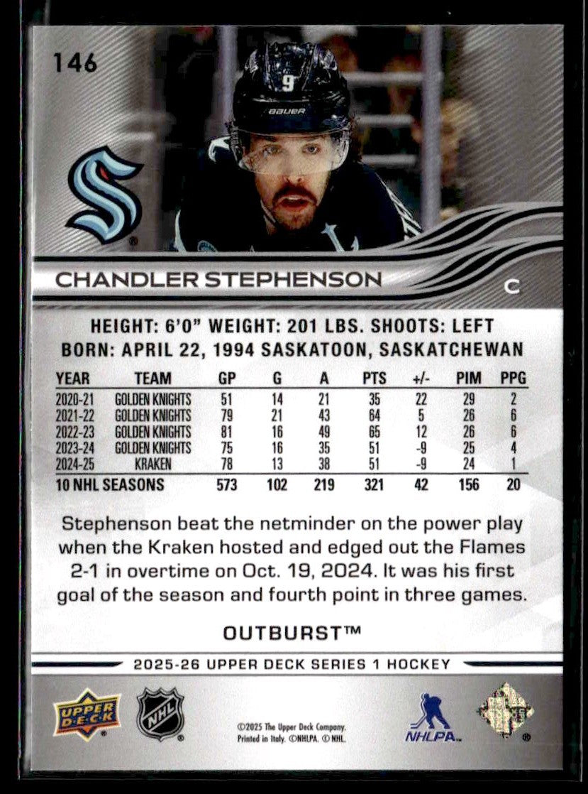 2025-26 Upper Deck #146 Chandler Stephenson Outburst Silver