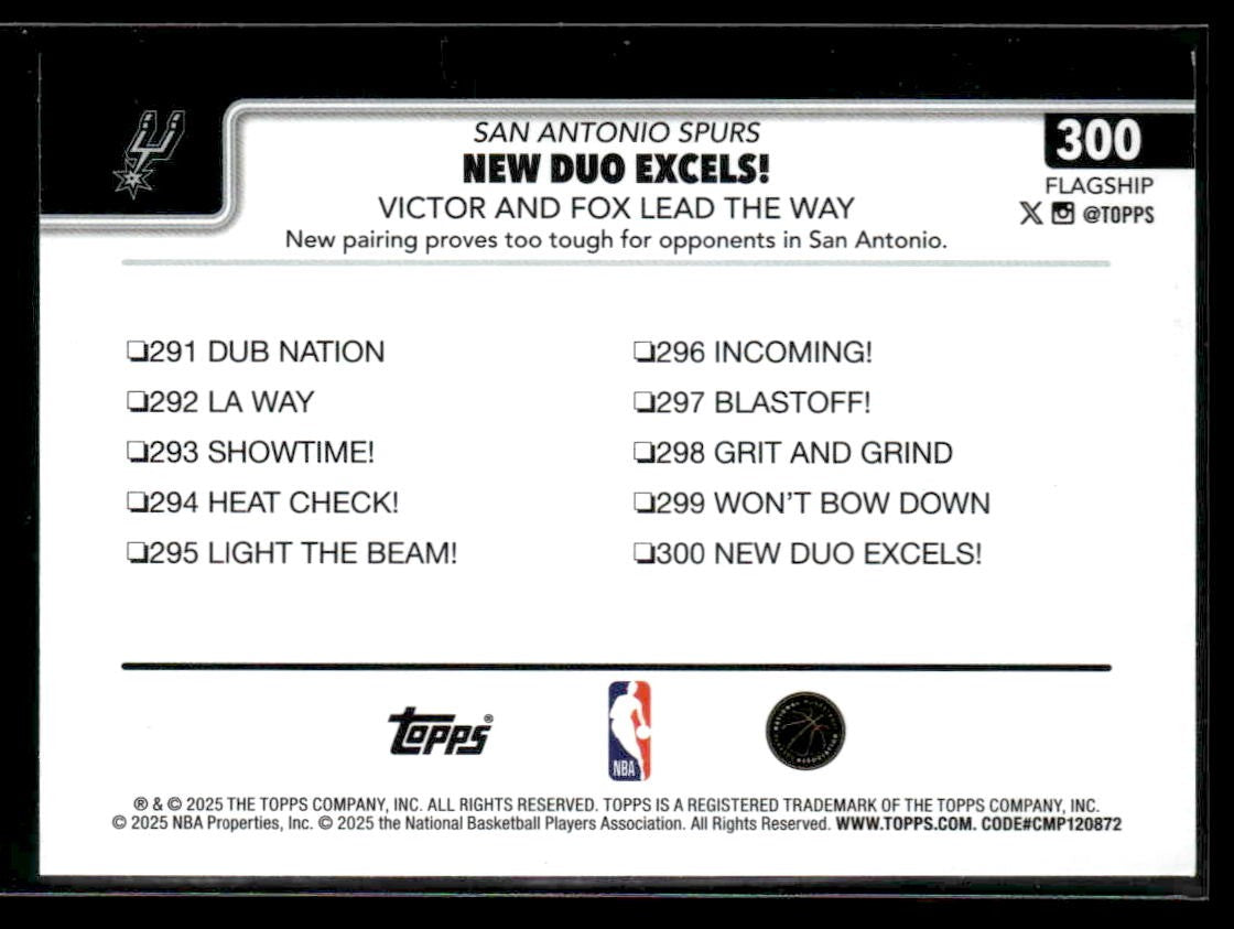 2025-26 Topps #300 New Duo Excels!: Victor and Fox Lead The Way Sandglitter