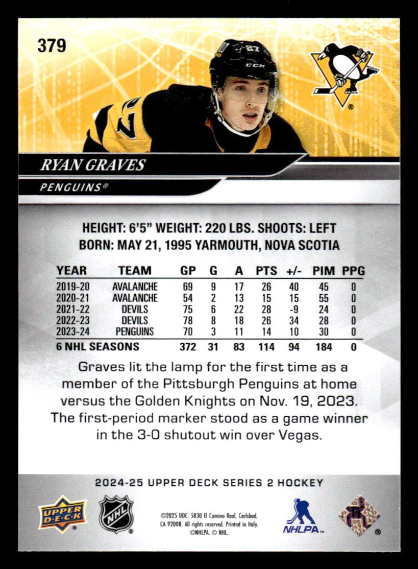 2024-25 Upper Deck #379 Ryan Graves