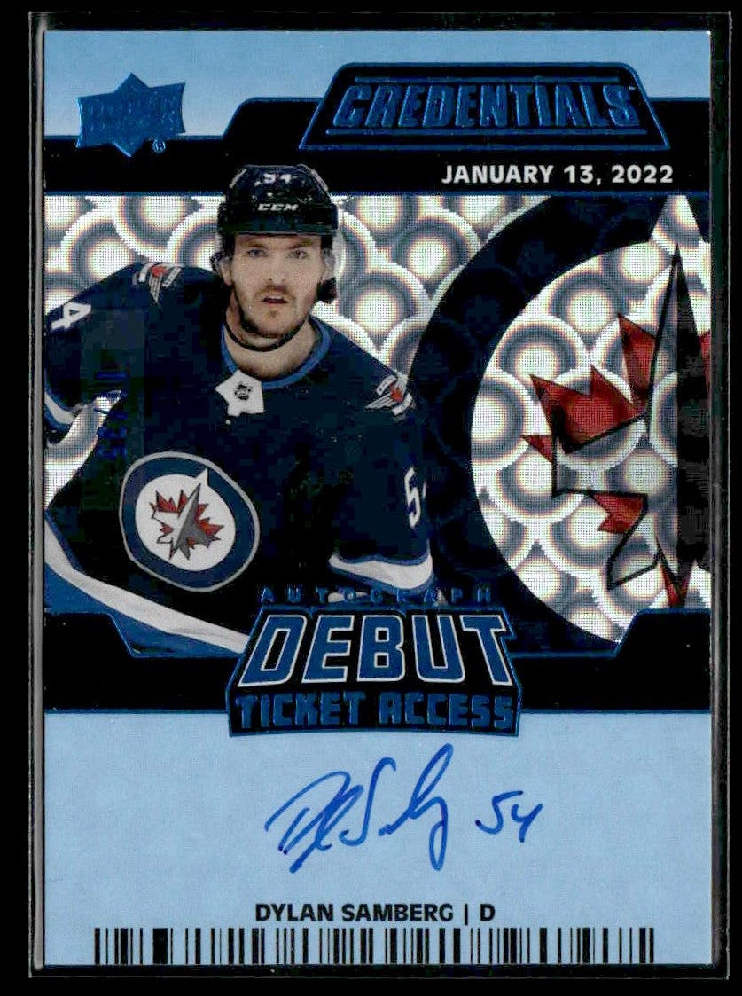 2024-25 Upper Deck Cred #DTAA-DS Dylan Samberg Debut Ticket Auto Blue #/35