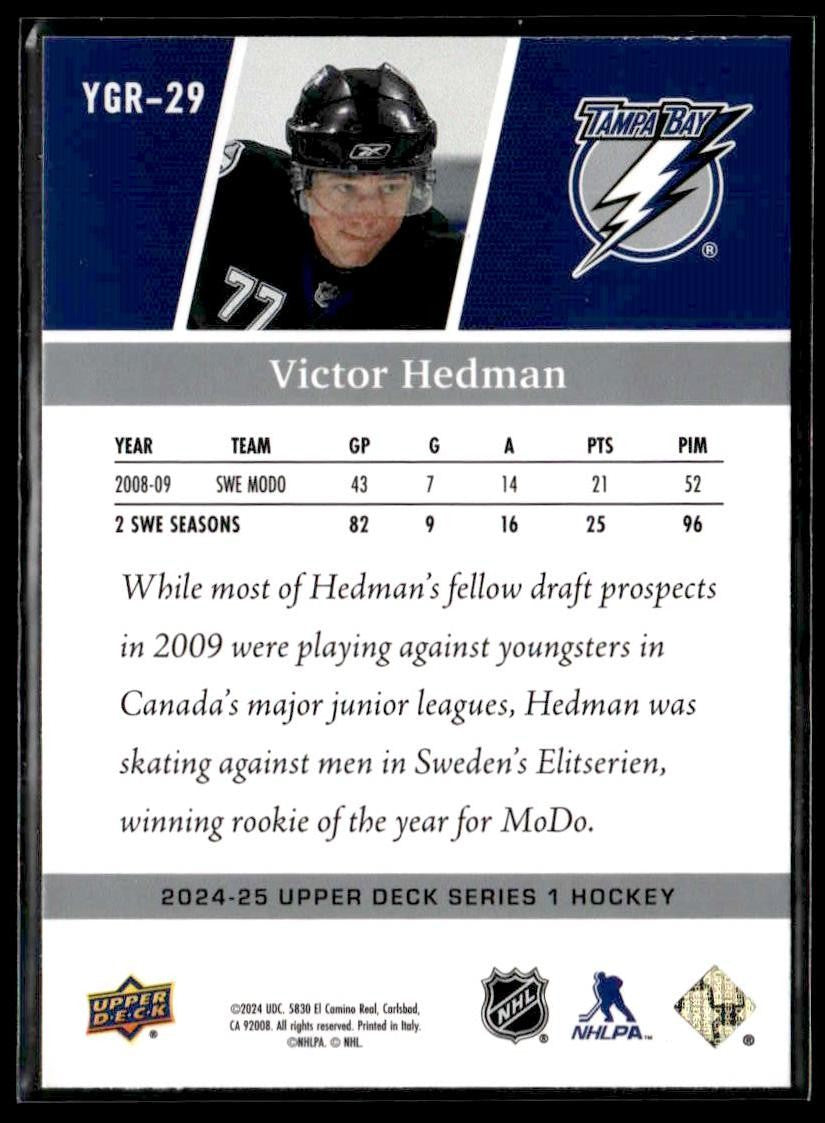 2024-25 Upper Deck #YGR-29 Victor Hedman Young Guns Renewed (Series One)