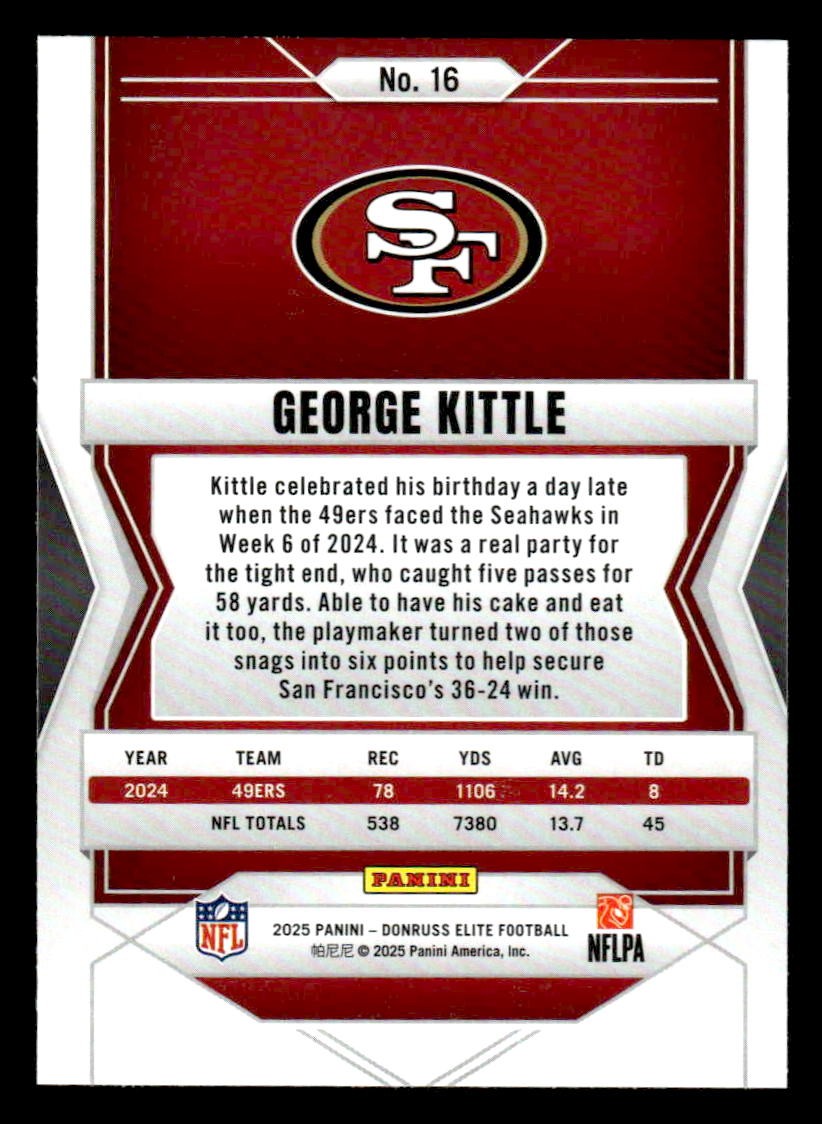 2025 Donruss Elite #16 George Kittle