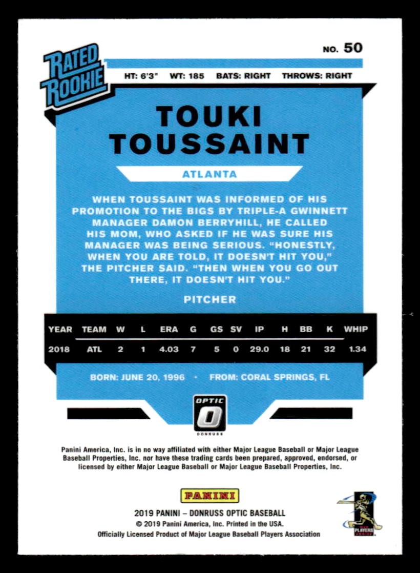 2019 Donruss Optic #50 Touki Toussaint