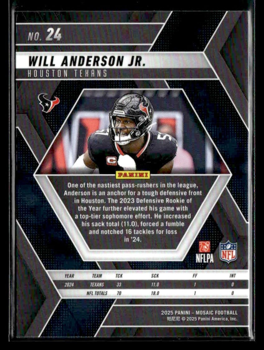 2025 Panini Mosaic #24 Will Anderson Jr.