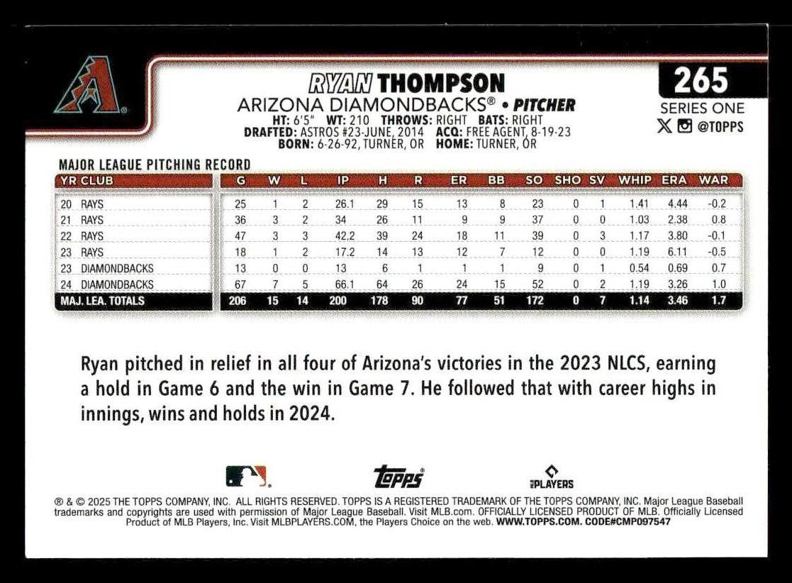 2025 Topps #265 Ryan Thompson