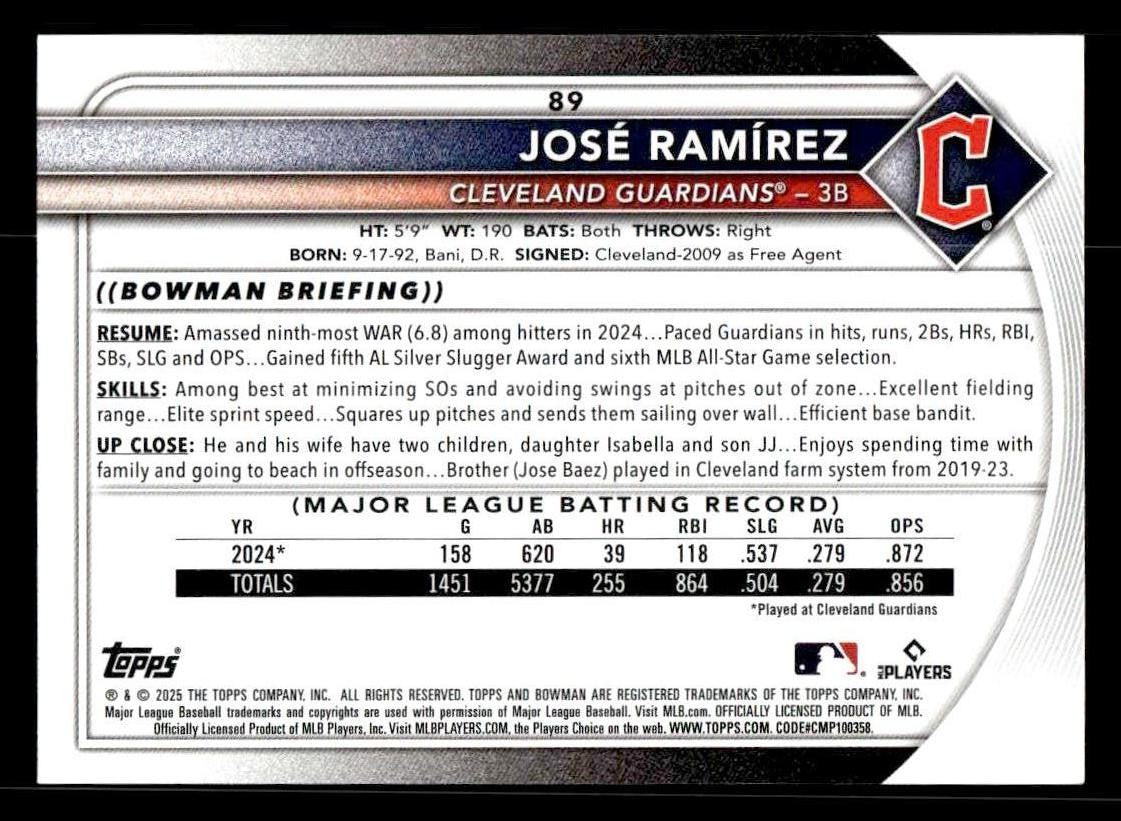 2025 Bowman #89 José Ramírez