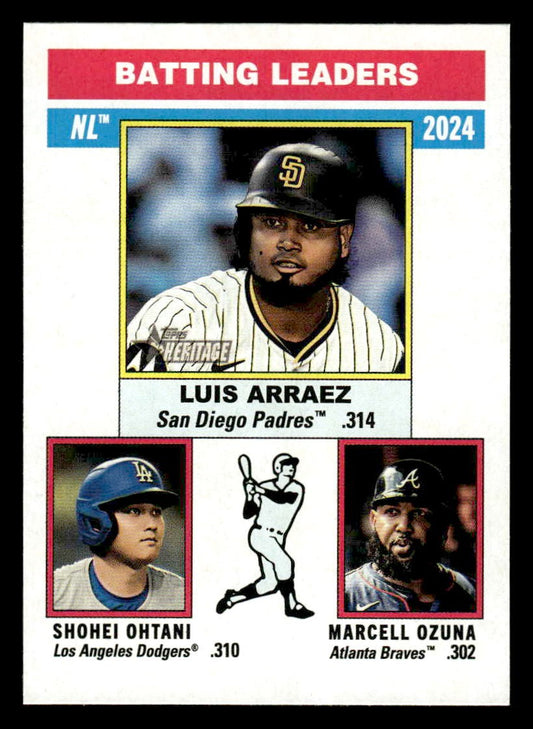 2025 Topps Heritage #191 Luis Arraez / Marcell Ozuna / Shohei Ohtani