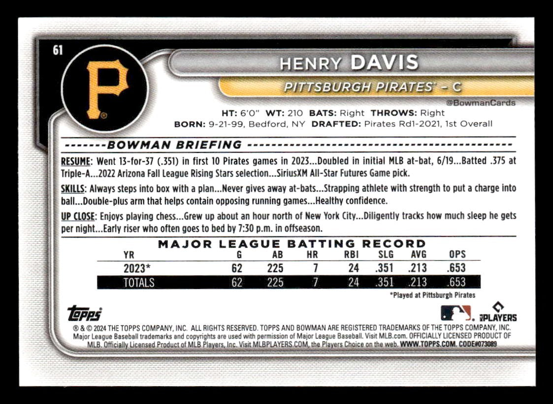 2024 Bowman #61 Henry Davis