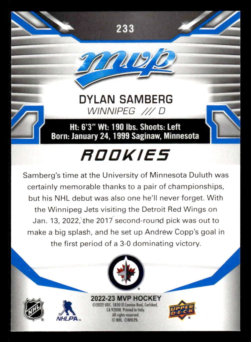 2022-23 Upper Deck MVP #233 Dylan Samberg Blue Script