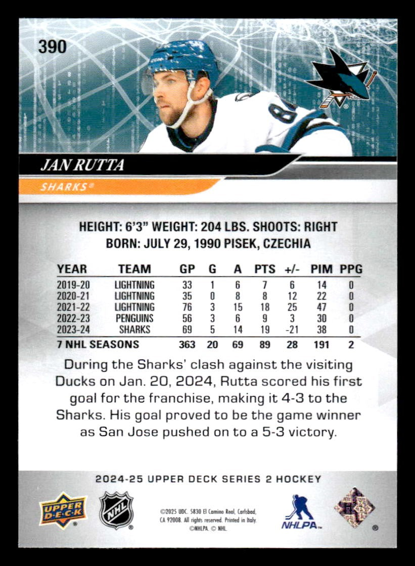 2024-25 Upper Deck #390 Jan Rutta