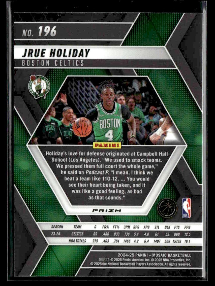 2024-25 Panini Mosaic #196 Jrue Holiday Fast Break Silver Mosaic