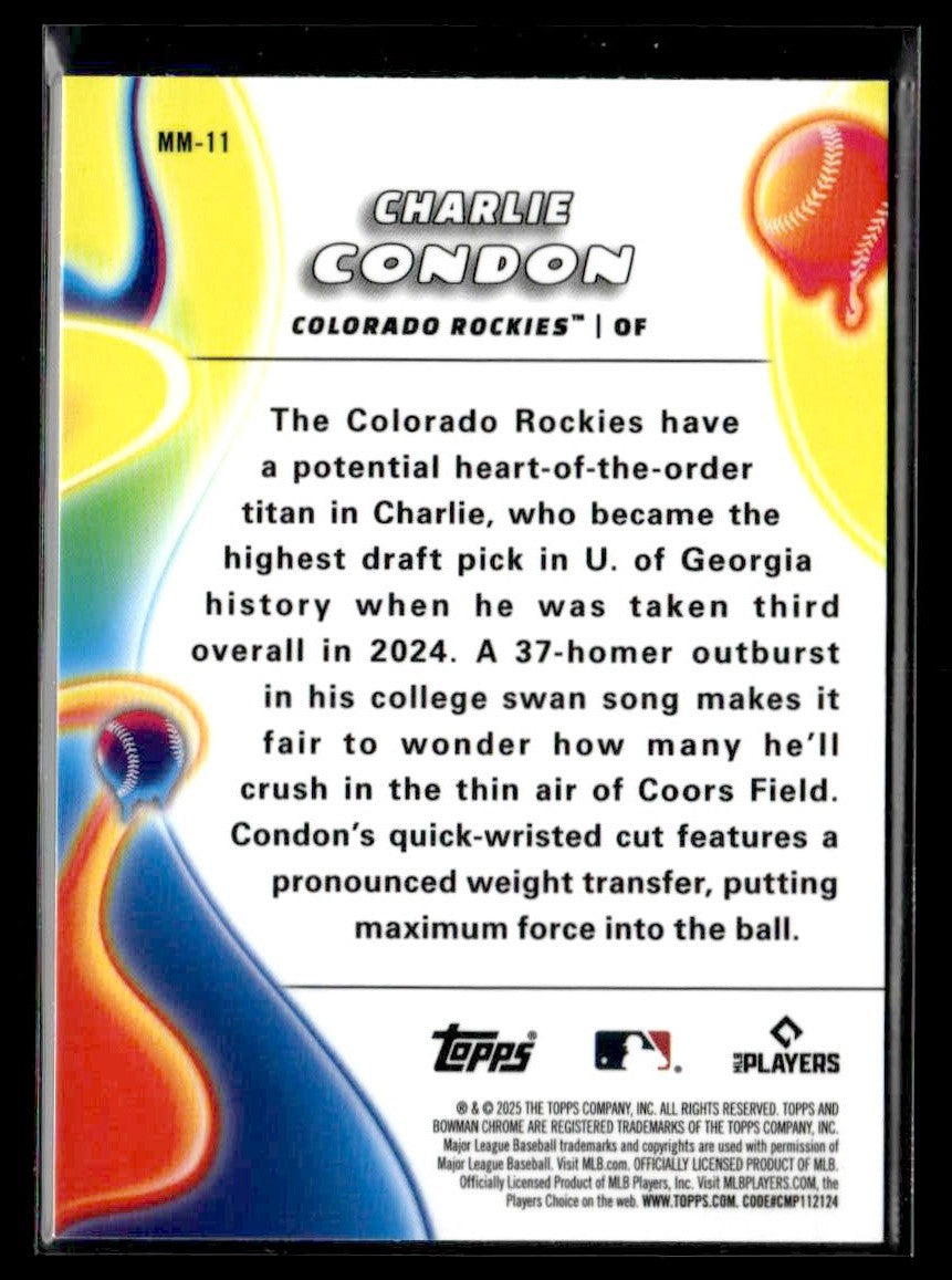 2025 Bowman Chrome #MM-11 Charlie Condon Melt Mashers