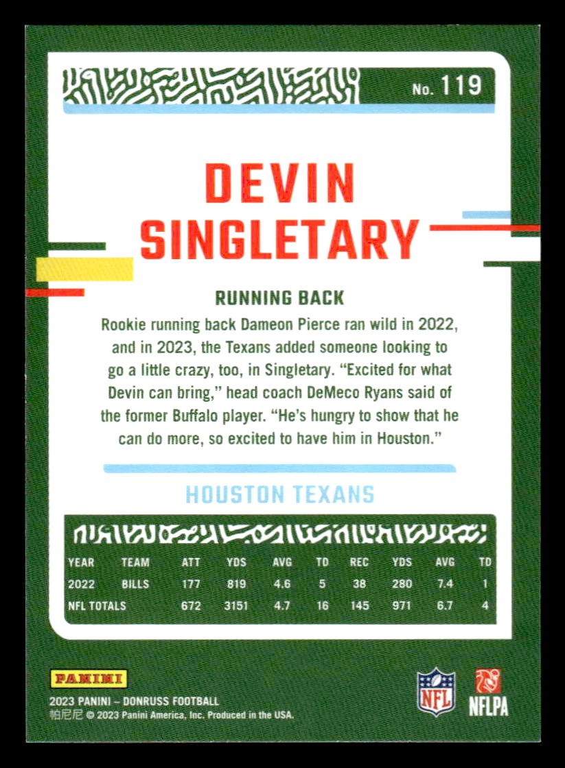 2023 Donruss #119 Devin Singletary