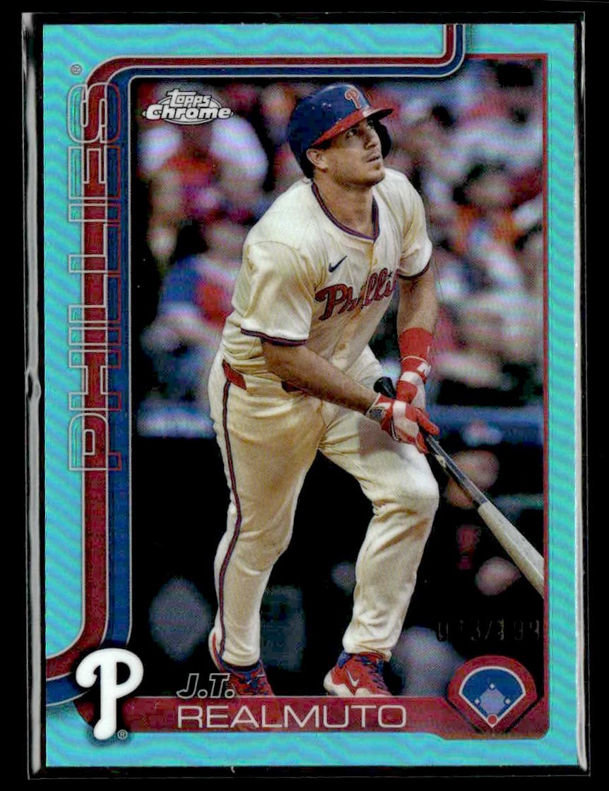 2025 Topps Chrome #2 J.T. Realmuto Aqua Refractors #/199