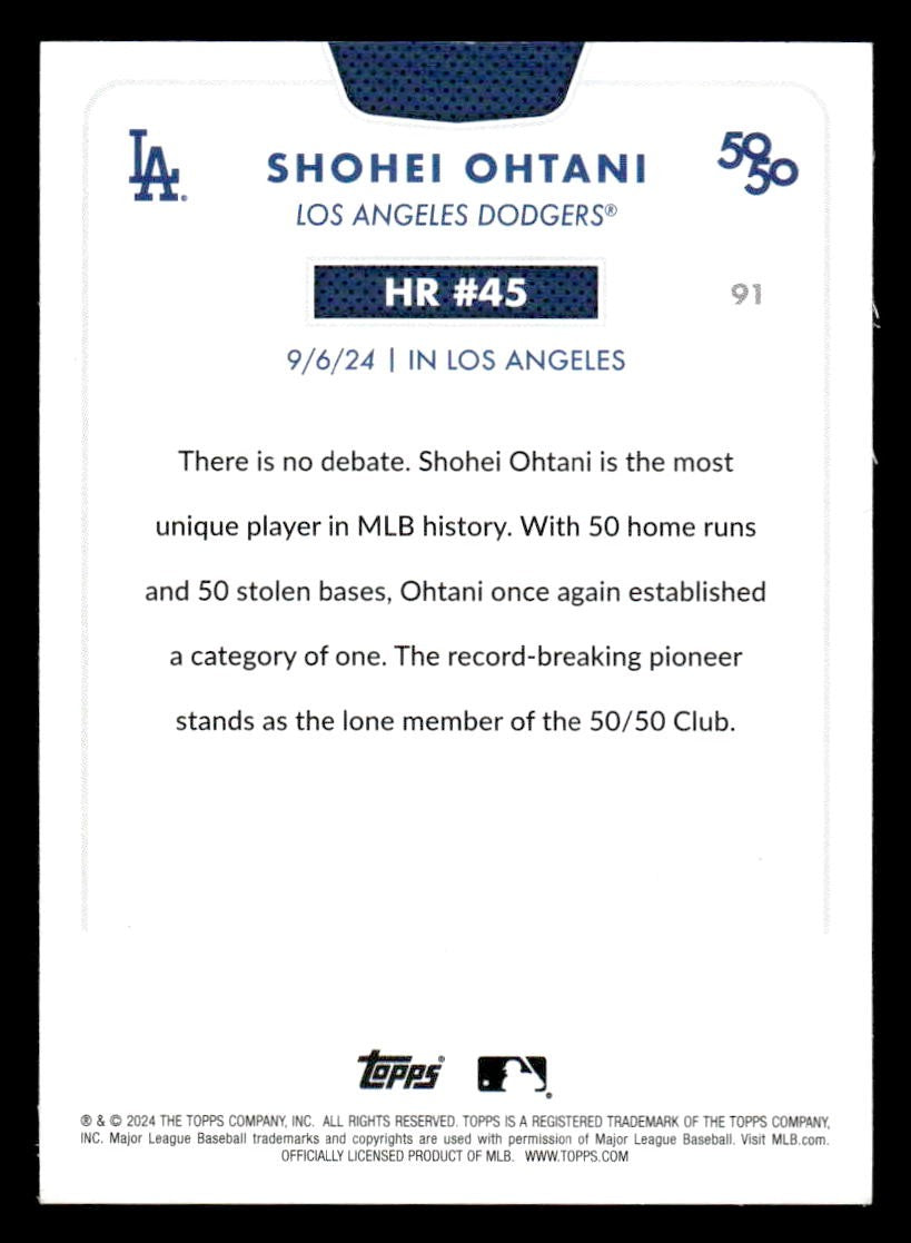 2024 Topps 50/50: Shohei Ohtani #91 Shohei Ohtani
