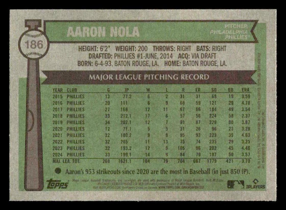 2025 Topps Heritage #186 Aaron Nola