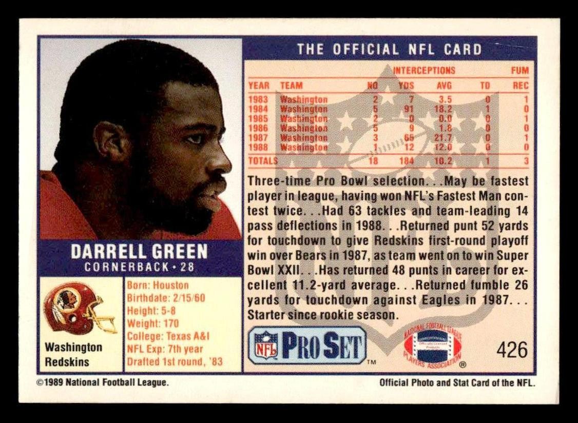 1989 Pro Set #426 Darrell Green