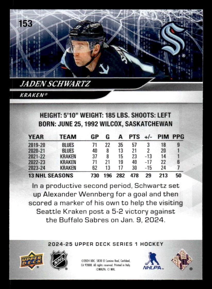 2024-25 Upper Deck #153 Jaden Schwartz