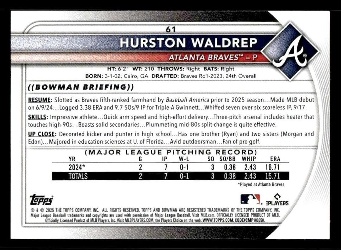 2025 Bowman #61 Hurston Waldrep