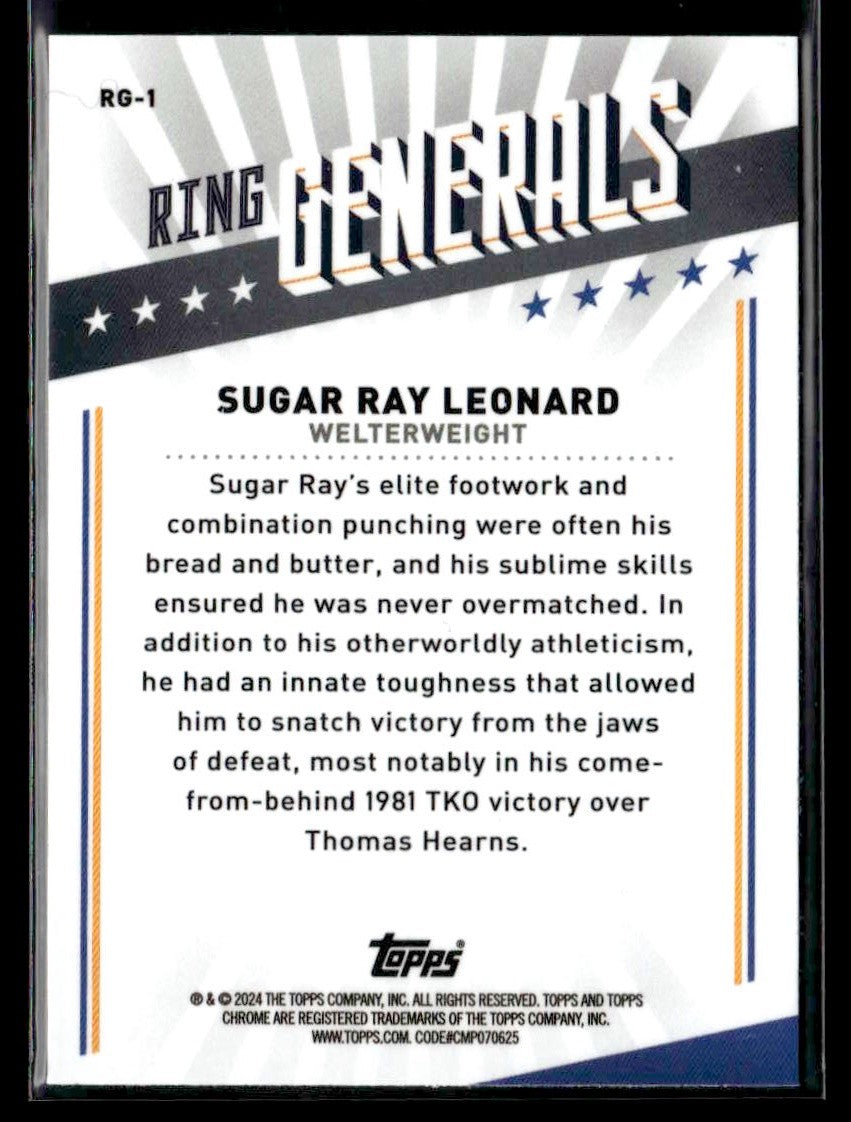 2024 Topps Chrome #RG-1 Sugar Ray Leonard Ring Generals Refractor
