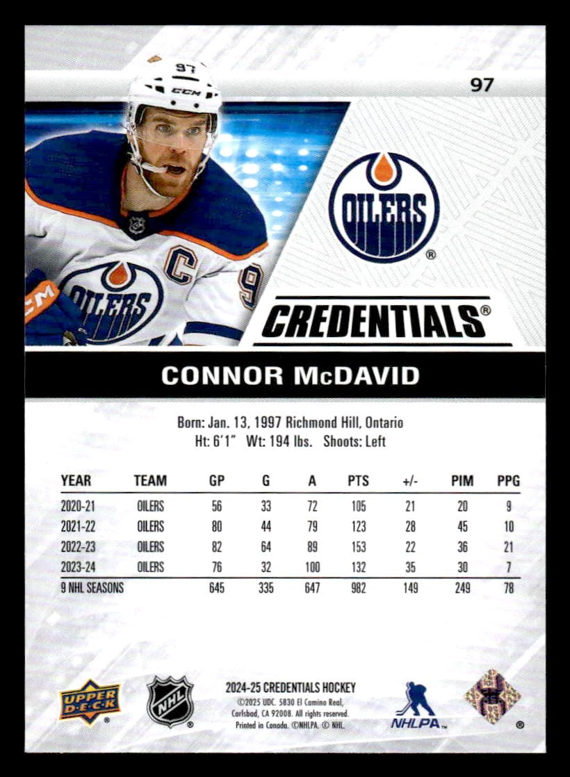 2024-25 Upper Deck Credentials #97 Connor McDavid