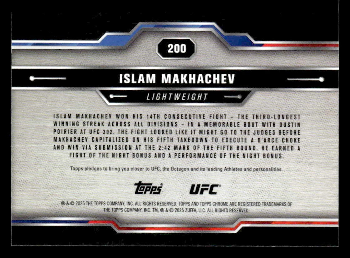 2025 Topps Chrome UFC #200 Islam Makhachev