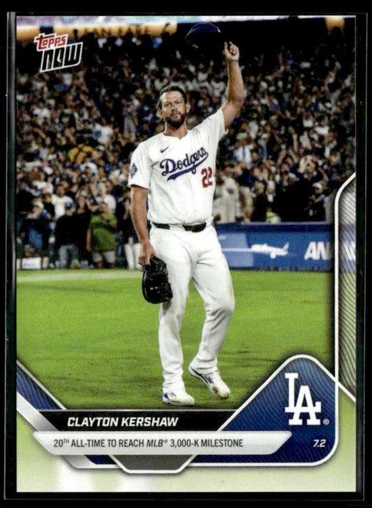 2025 Topps Now #373 Clayton Kershaw 20th All-Time to 3,000-K Milestone