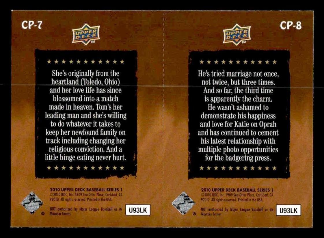 2010 Upper Deck #CP7-CP8 Katie Holmes / Tom Cruise Celebrity Predictors