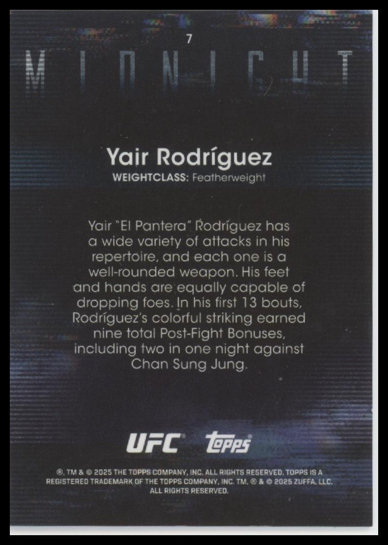 2025 Topps Midnight UFC #7 Yair Rodríguez Moonrise