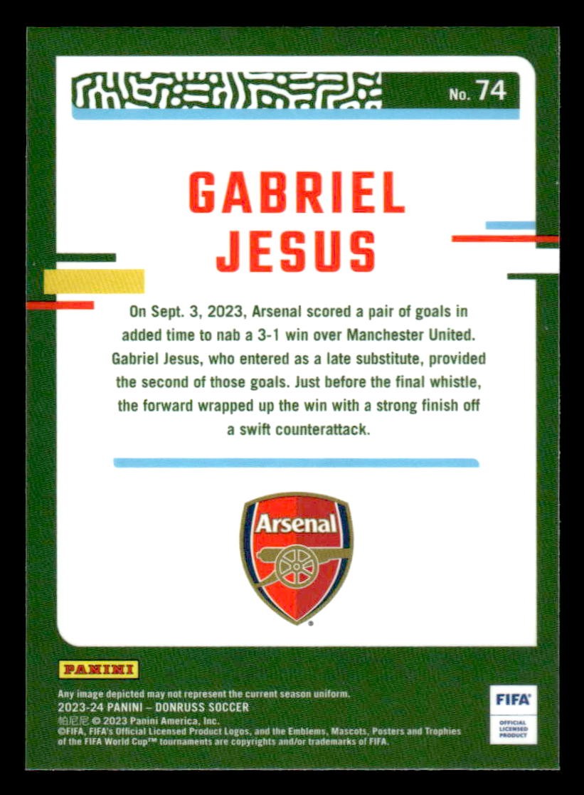 2023-24 Donruss #74 Gabriel Jesus Optic