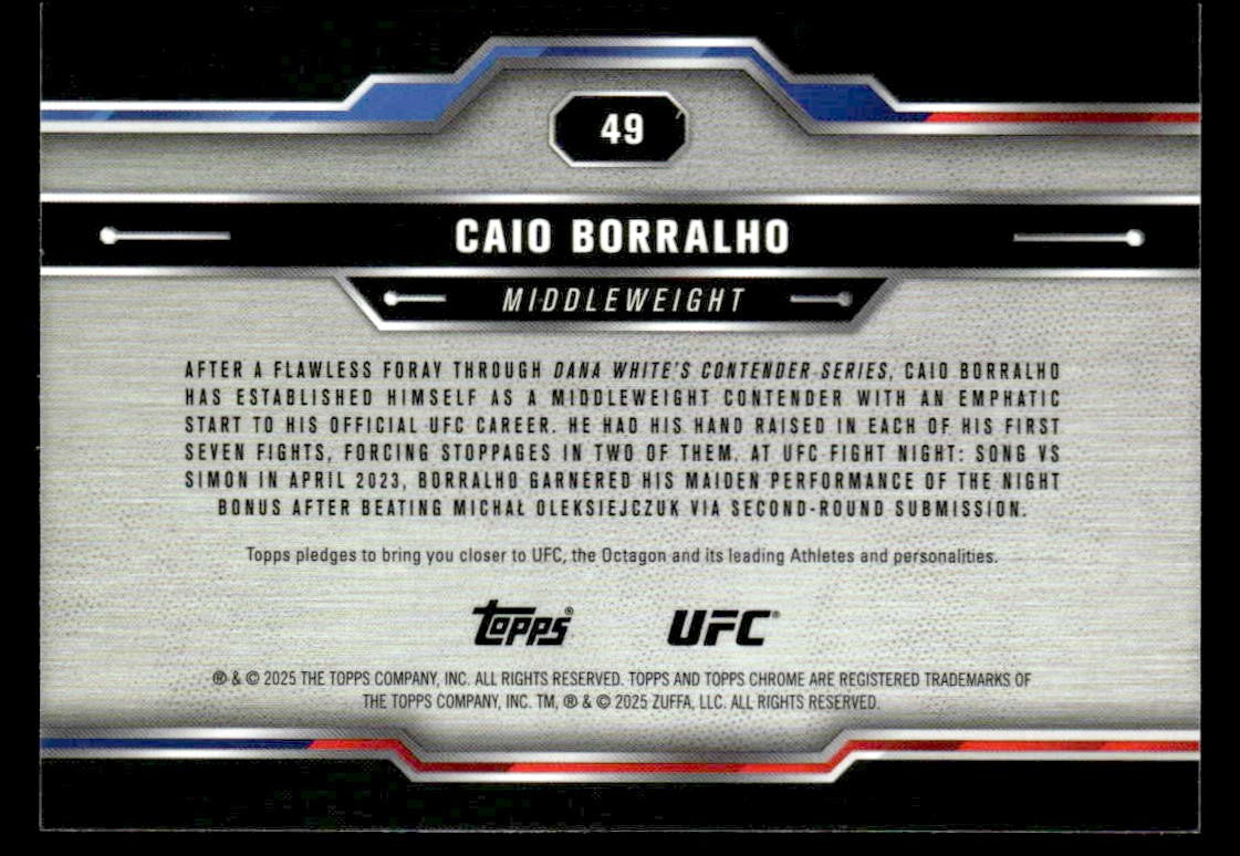 2025 Topps Chrome UFC #49 Caio Borralho Negative Refractor