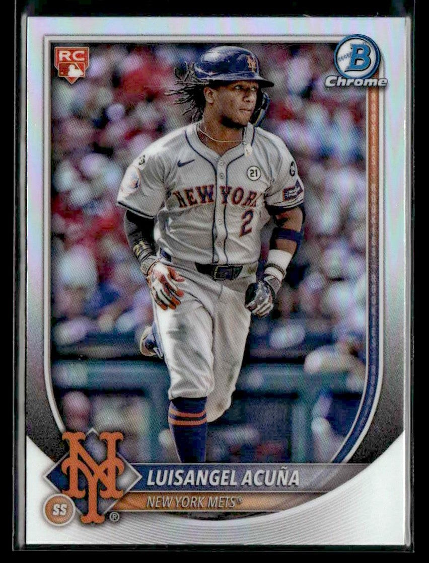 2025 Bowman #83 Luisangel Acuña Bowman Chrome Red Rookie Logo