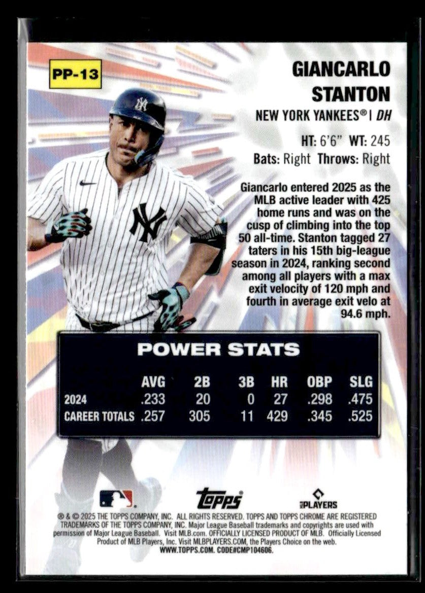 2025 Topps Chrome #PP-13 Giancarlo Stanton Power Players