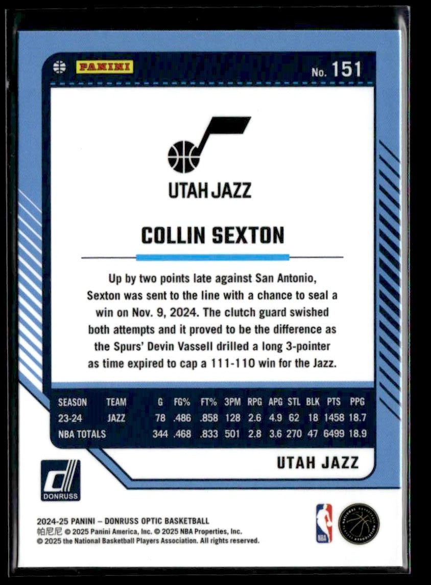 2024-25 Donruss Optic #151 Collin Sexton