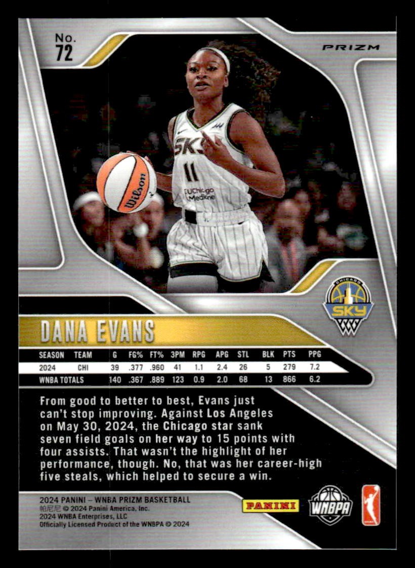 2024 Panini Prizm WNBA #72 Dana Evans Blue Velocity Prizms