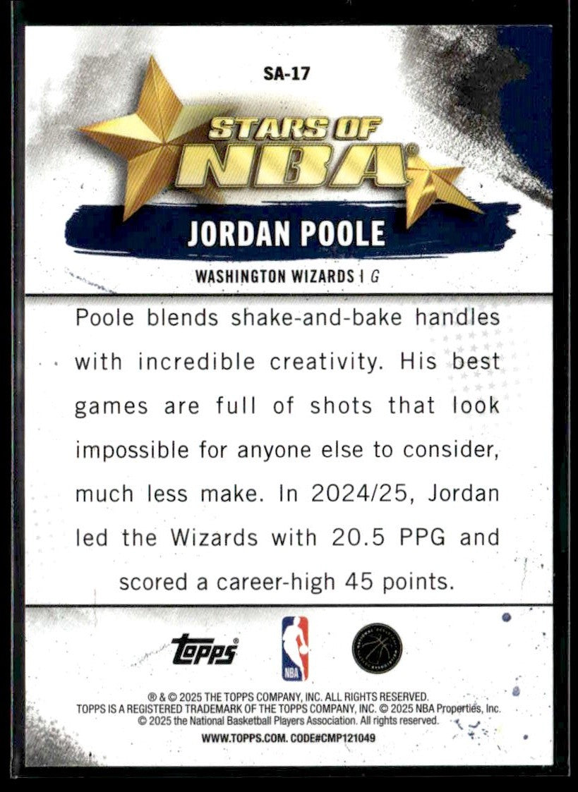 2025-26 Topps #SA-17 Jordan Poole Stars of the NBA