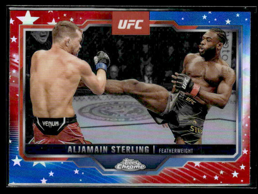 2025 Topps Chrome UFC #64 Aljamain Sterling Red & Blue Refractor