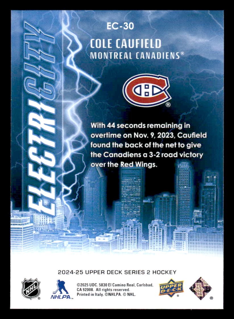 2024-25 Upper Deck #EC-30 Cole Caufield ElectriCity