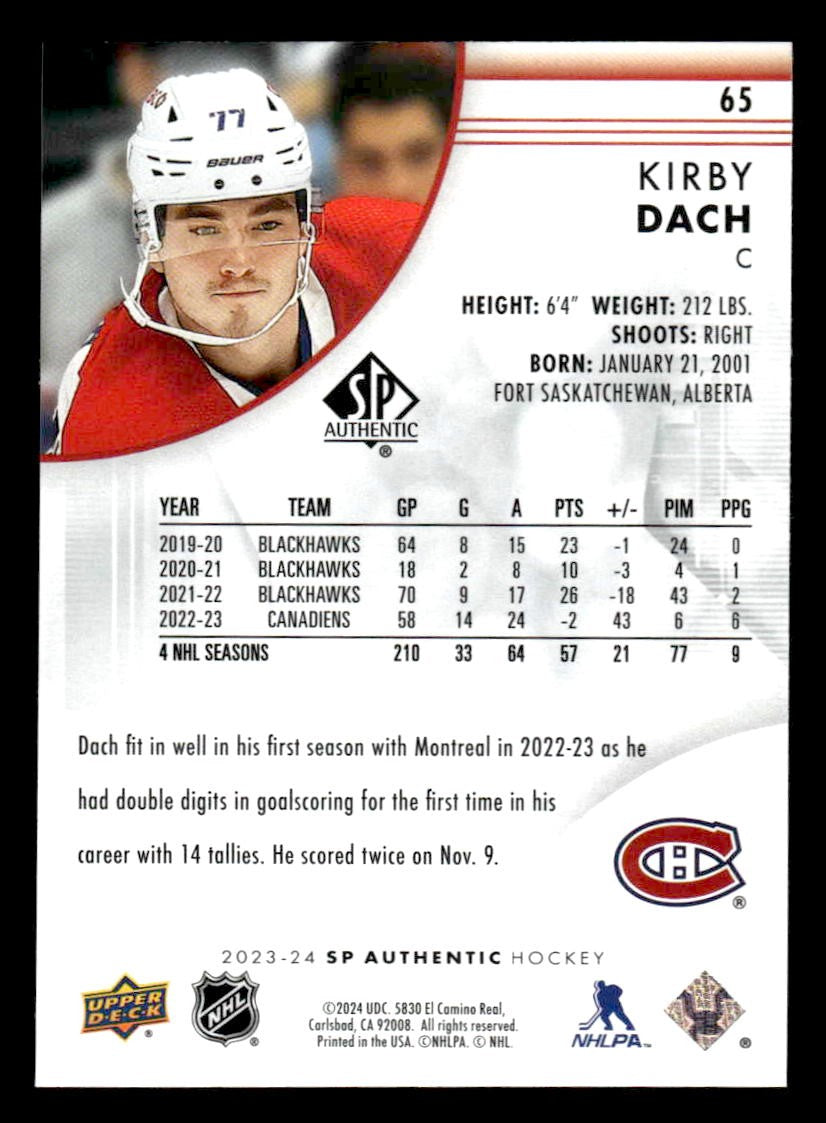 2023-24 SP Authentic #65 Kirby Dach