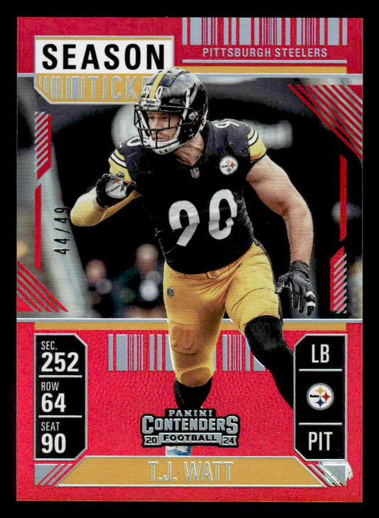2024 Panini Contenders Football FOTL #83 TJ Watt Season Ticket #/49