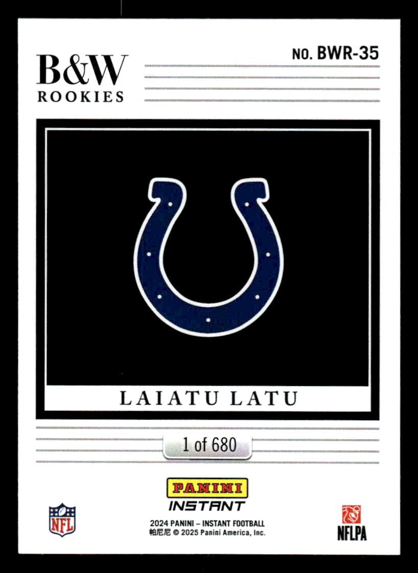 2024 Panini Instant NFL Black & White Rookies #BWR-35 Laiatu Latu