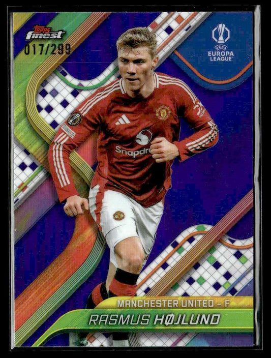 2024-25 Topps Finest UEFA Club #63 Rasmus Højlund Purple Refractor - #017/299