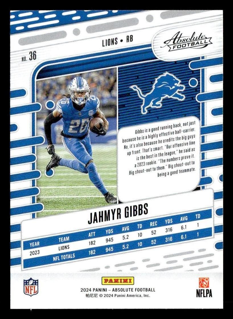 2024 Panini Absolute #36 Jahmyr Gibbs Retail