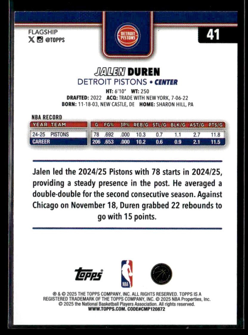 2025-26 Topps #41 Jalen Duren