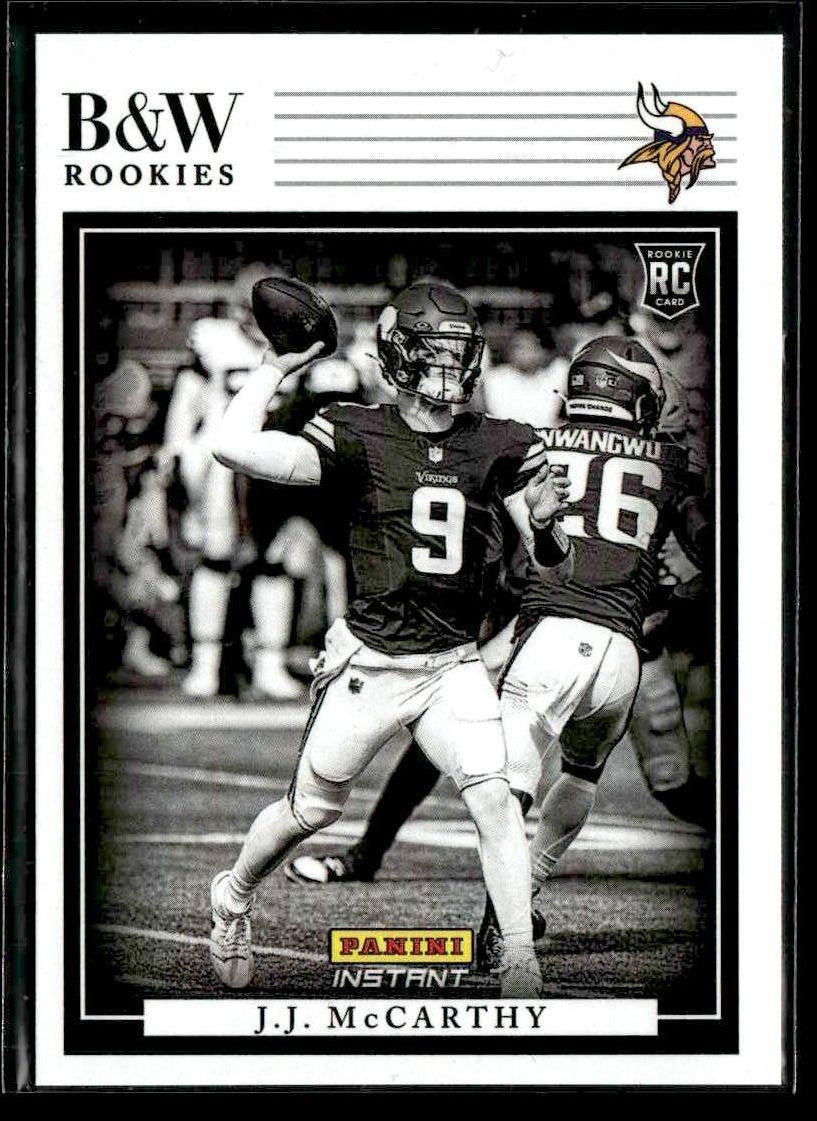 2024 Panini Instant NFL Black & White Rookies #BWR-7 J.J. McCarthy