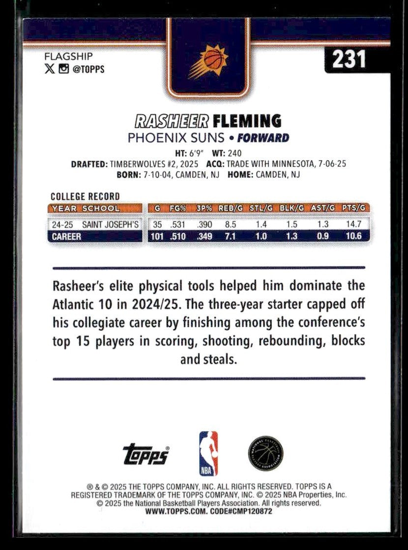 2025-26 Topps #231 Rasheer Fleming