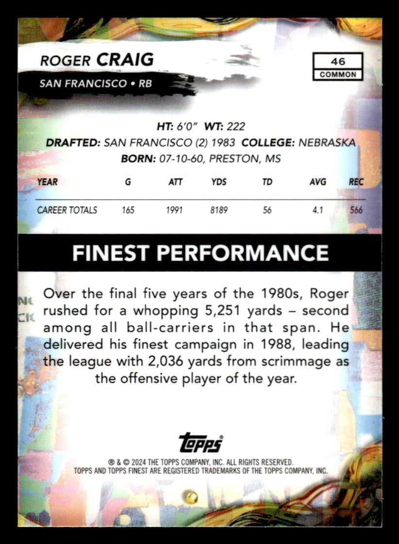 2024 Finest #46 Roger Craig